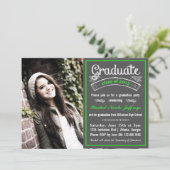 Trendy Green Chalkboard Typography Afstuderen Kaart (Staand voorkant)
