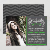 Trendy Green Chalkboard Typography Afstuderen Kaart (Voorkant / Achterkant)