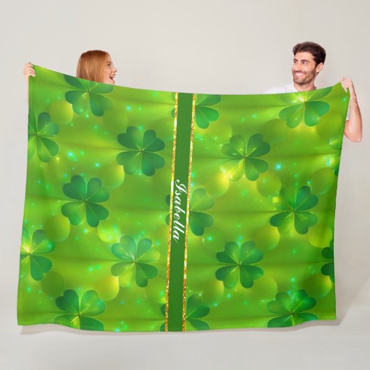 Trendy Green Clover 4 Lijsten Collectie Fleece Deken (In situ)