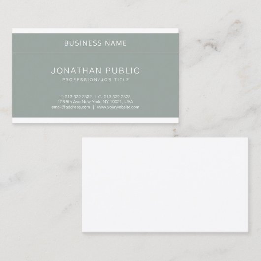 Trendy Green Creative Minimalistics Design Luxury Visitekaartje (Voorkant / Achterkant)
