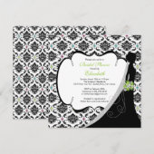 Trendy Green Damask Bride Vrijgezellenfeest Invite Kaart (Voorkant / Achterkant)