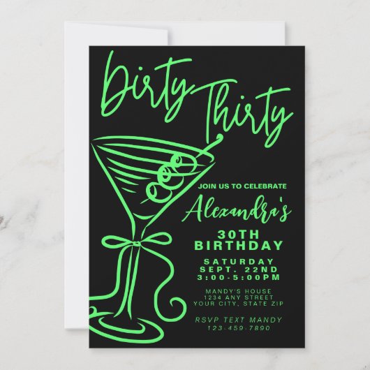 Trendy Green Dirty 30ste Verjaardag Kaart (Voorkant)