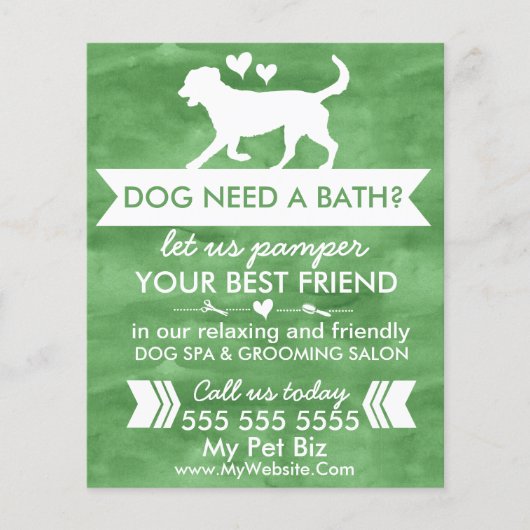 Trendy Green Dog Grooming Flyer -  (Voorkant)