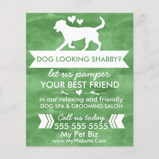 Trendy Green Dog Grooming Flyer -  (Voorkant)