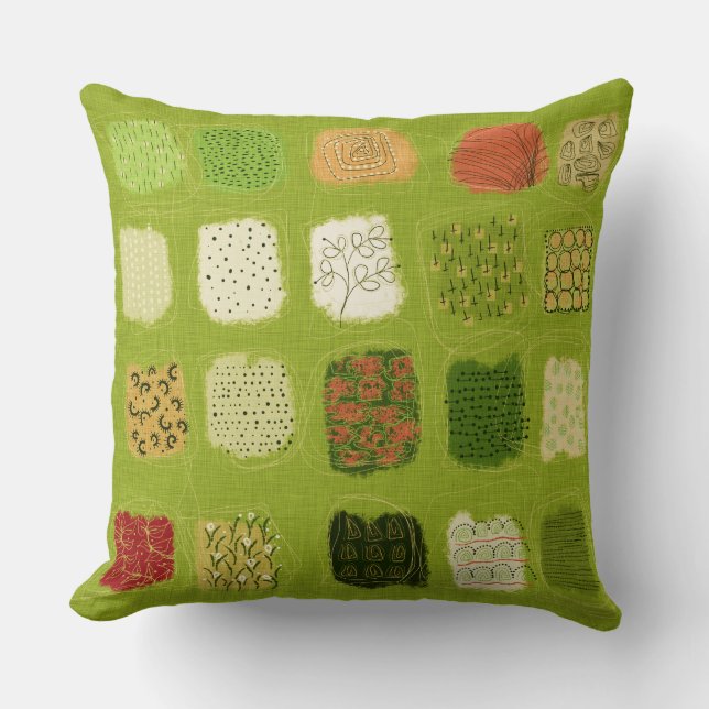 Trendy Green Doodle Design Kussen (Voorkant)
