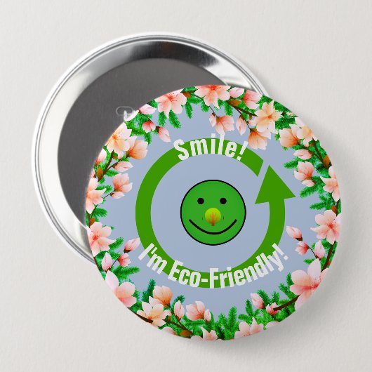 Trendy Green Eco-Friendly Ronde Button 4,0 Cm (Voorkant /achterkant)