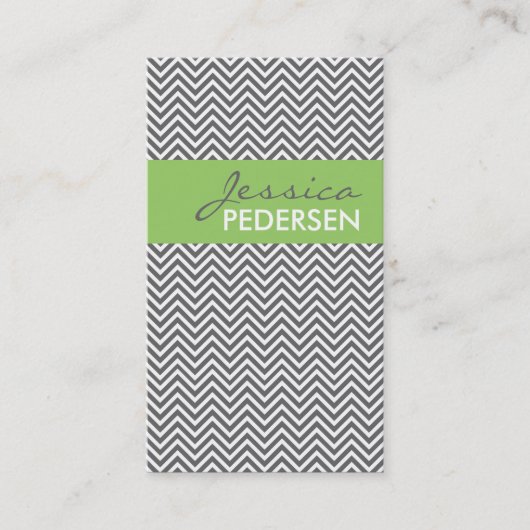 Trendy Green en Gray Chevron Visitekaartjes (Voorkant)