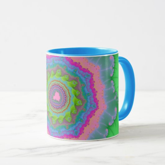 Trendy Green en Peach Fractal Mok (Voorkant rechts)