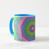 Trendy Green en Peach Fractal Mok (Voorkant links)