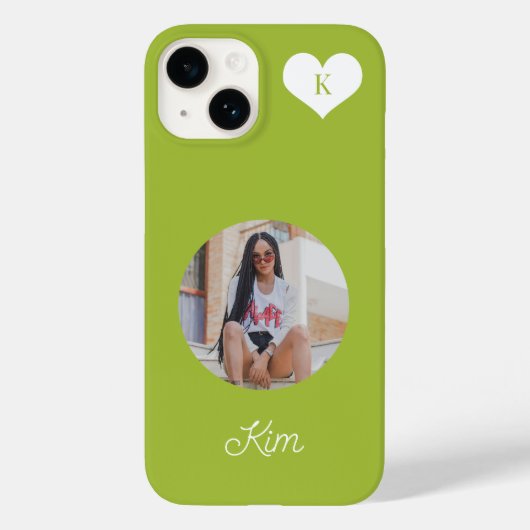 Trendy green foto en name gepersonaliseerd modern Case-Mate iPhone case (Achterkant)