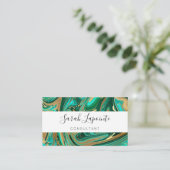 Trendy Green & Gold Liquid Marble Visitekaartje (Staand voorkant)