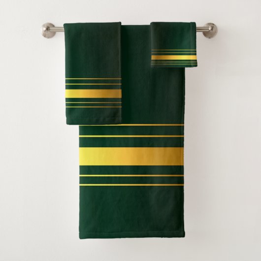 Trendy Green Gold Luxe Linnen Textuur Collectie Bad Handdoek (Insitu)