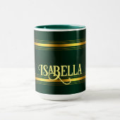 Trendy Green Gold Luxe Linnen Textuur Collectie Mok (Midden)