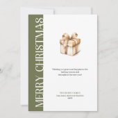 Trendy Green Gold Minimalist Christmas Greeting Feestdagenkaart (Voorkant)