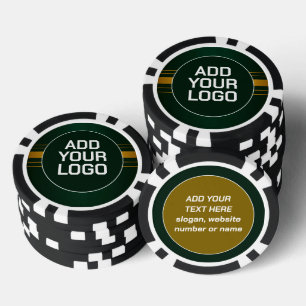Trendy Green Goud Luxe Linnen Textuur Collectie Poker Chips