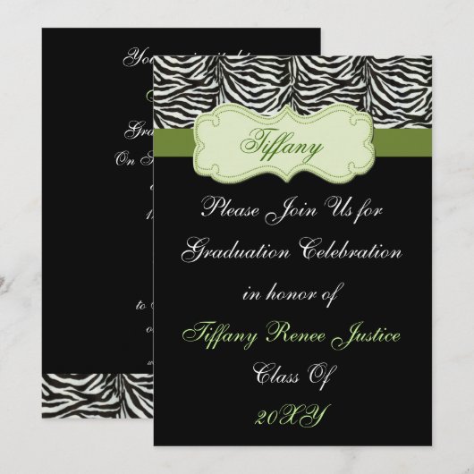 trendy green Graduation party Invitation Kaart (Voorkant / Achterkant)