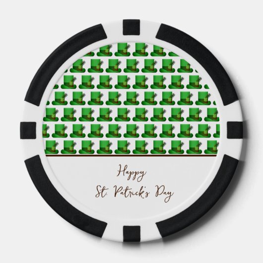 Trendy Green Hats Pattern St. Patrick's Day Poker Chips (Voorkant)