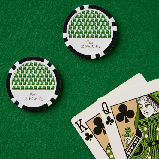 Trendy Green Hats Pattern St. Patrick's Day Poker Chips (Pokertafel (Dubbel))