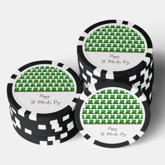 Trendy Green Hats Pattern St. Patrick's Day Poker Chips (Opstapeling)