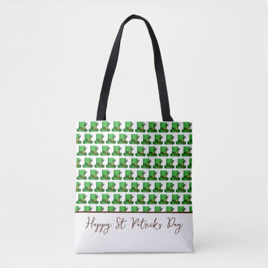 Trendy Green Hats Pattern St. Patrick's Day Tote Bag (Voorkant)