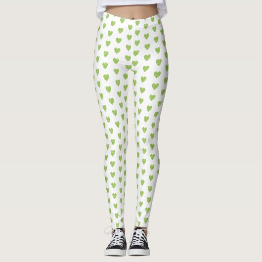 Trendy Green Heart Leggings (Voorkant)