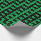 Trendy green houndstooth-patroon kerst cadeaupapier (Hoek)