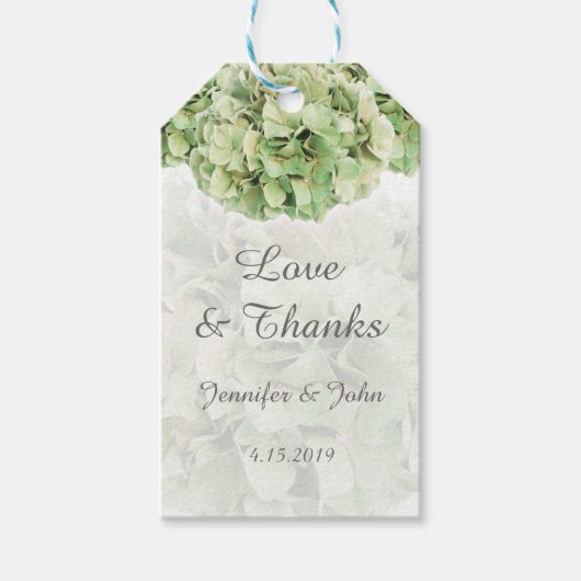 Trendy Green Hydrangeas Wedding Favor Gift Label Cadeaulabel (Voorkant)