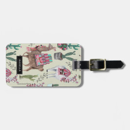 Trendy green Llamas Cactus | Reisvakantie Bagagelabel