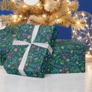 Trendy Green Muted Winter Holiday Wrapping Paper Cadeaupapier