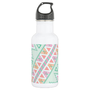 Trendy Green Oranje Andes Tribal Zigzag Pattern Waterfles