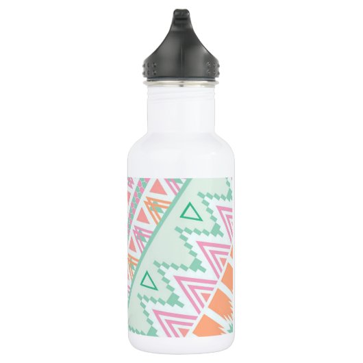 Trendy Green Oranje Andes Tribal Zigzag Pattern Waterfles (Rechts)