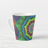Trendy Green, Oranje en Blue Fractal Latte Mok (Linkerhoek)