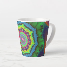 Trendy Green, Oranje en Blue Fractal Latte Mok