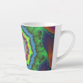 Trendy Green, Oranje en Blue Fractal Latte Mok