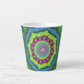 Trendy Green, Oranje en Blue Fractal Latte Mok (Voorkant)