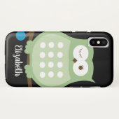 Trendy Green Owl met naam Cell Phone Case (Achterkant (horizontaal))