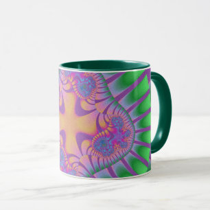 Trendy Green, Paars en Oranje Fractal Mok