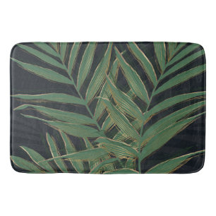 Trendy Green Palm laat gouden lijntjes grijs desig Badmat