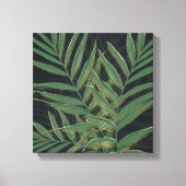 Trendy Green Palm laat gouden lijntjes grijs desig Canvas Afdruk (Voorkant)