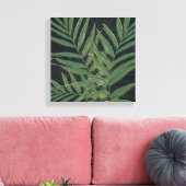 Trendy Green Palm laat gouden lijntjes grijs desig Canvas Afdruk (Insitu (Woonkamer))