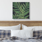 Trendy Green Palm laat gouden lijntjes grijs desig Canvas Afdruk (Insitu (Slaapkamer))