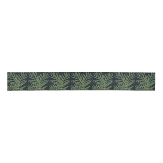 Trendy Green Palm laat gouden lijntjes grijs desig Grosgrain Lint (Voorkant)