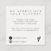 Trendy Green Roze Hartelijk dank voor het invoegen Vierkante Visitekaartje (Achterkant)