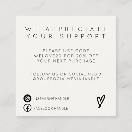 Trendy Green Roze Hartelijk dank voor het invoegen Vierkante Visitekaartje (Achterkant)