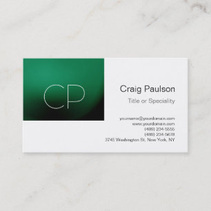 Trendy Green Stripe White Monogram Visitekaartje