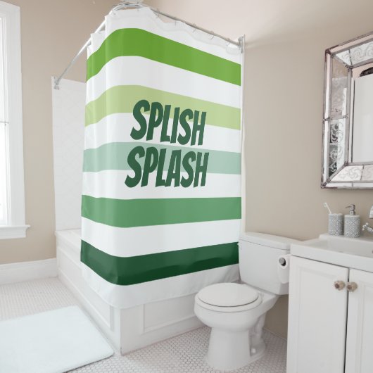 Trendy Green Stripes Douchegordijn (In situ)