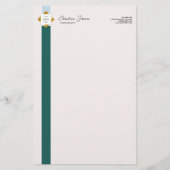 Trendy Green Stripes Gold Logo Briefpapier (Voorkant)