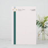 Trendy Green Stripes Gold Logo Briefpapier (Staand voorkant)