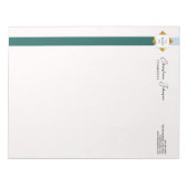 Trendy Green Stripes Gold Logo Notitieblok (Voorkant)