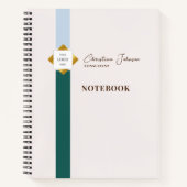 Trendy Green Stripes Gold Logo Notitieboek (Voorkant)